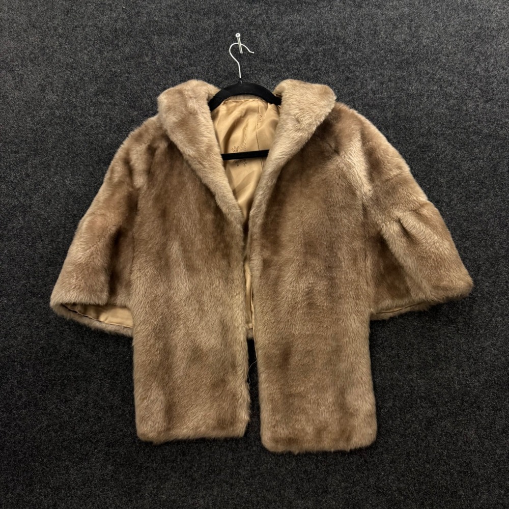 Vintage Regina Glenara by Glenoit Faux Fur Cape Coat Tan Brown 70s USA Made